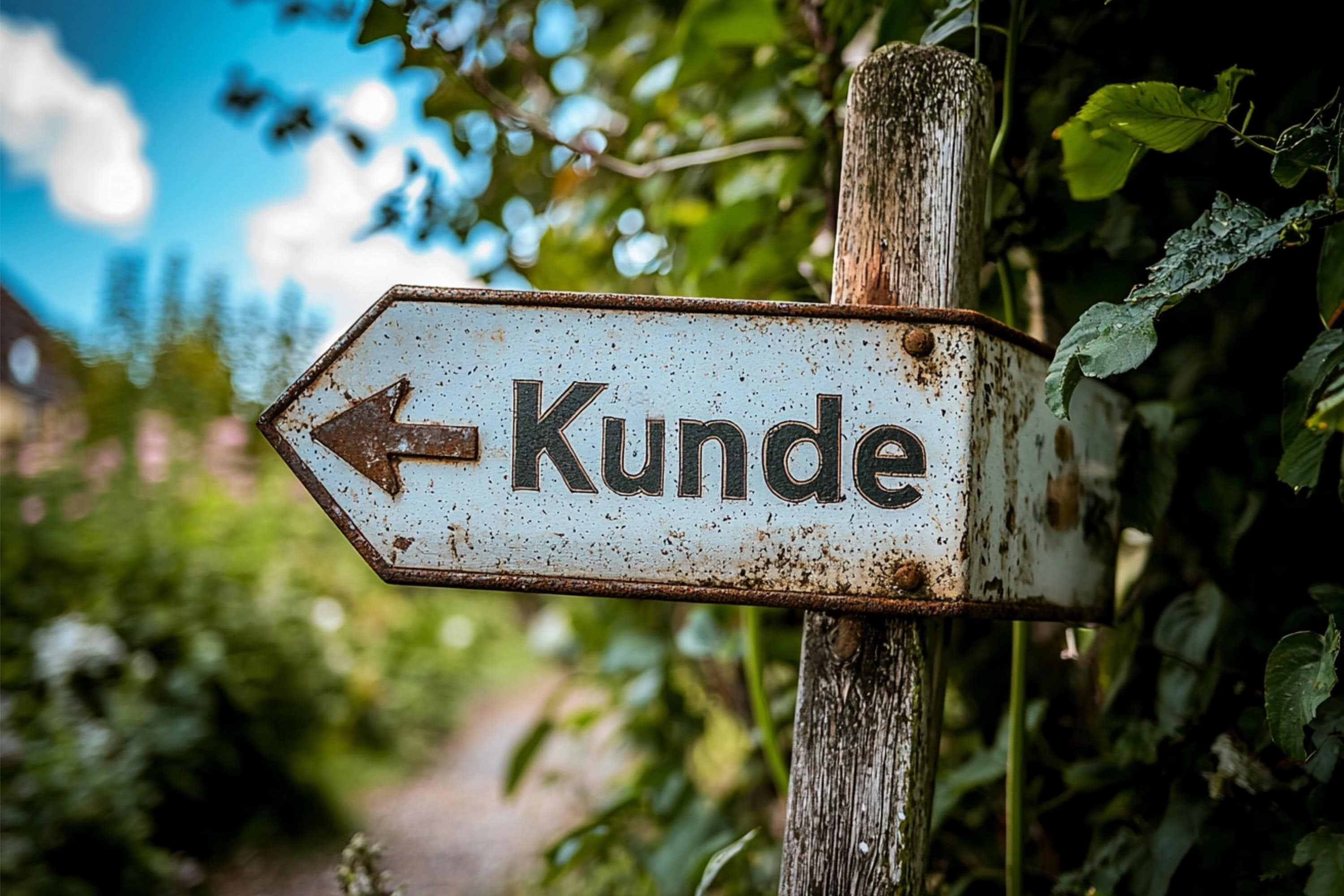 Symbolbild Kundenverlust: Ein Schild mit einem Pfeil auf dem das Wort Kunde steht.