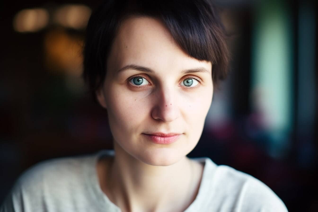 Symbolbild Verkauf Vertrieb Haltung Einstellung: Portraitbild einer Verkäuferin.