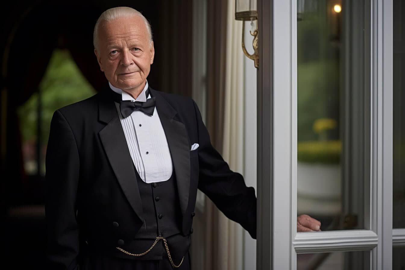 Symbolbild Kundenorientierung: Ein Butler öffnet die Tür.