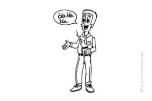 Comic: Ein Verkäufer labert dumm rum.