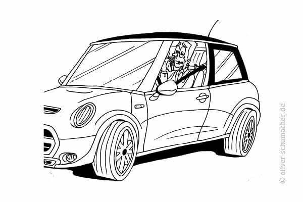 Comic: Verkäufer sitzt heulend in seinem Auto.