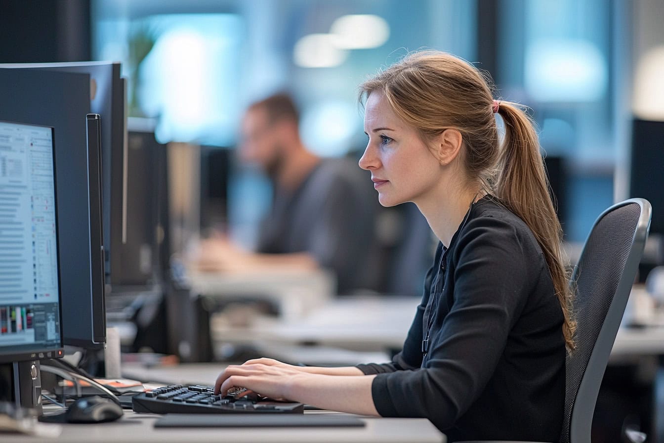 Symbolbild Kleinkundenmanagement: Verkäuferin am Computer.