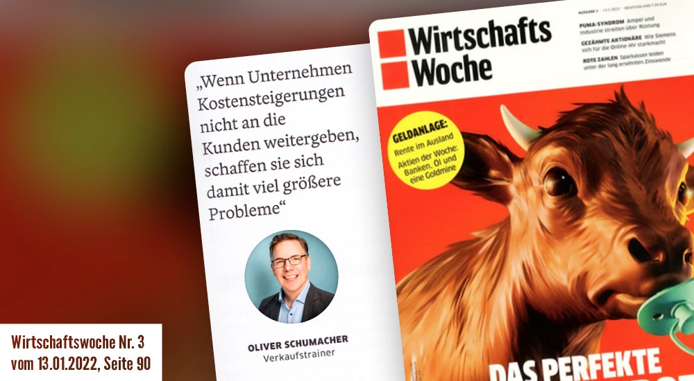 Vertriebsexperte Oliver Schumacher wurde von der Wirtschaftswoche interviewt.